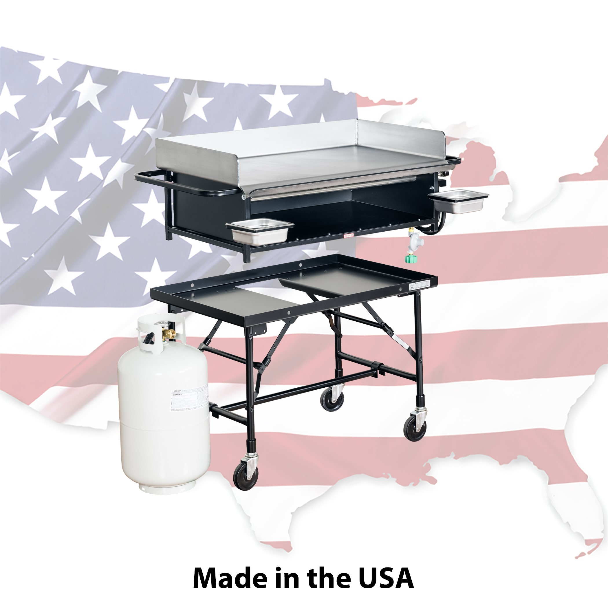 4 Burner Outdoor LP Gas Grill Griddle Top Portable Rolling 720 sq